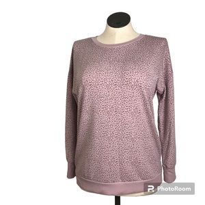 Mondetta Women pullover Workout Sweater Top Size M Color Light Pink Animal Print